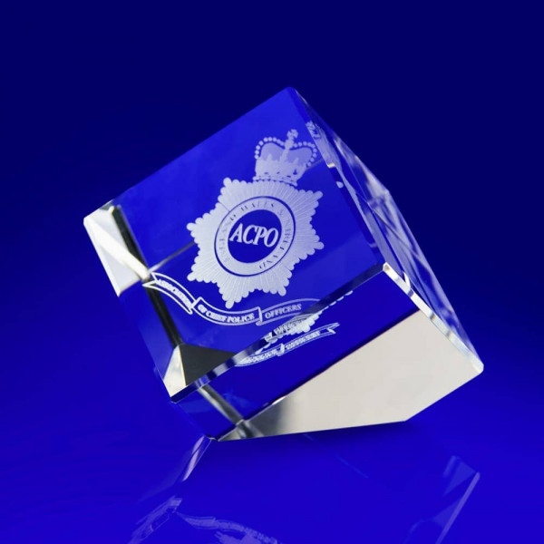 Cube Slant Crystal Paperweight
